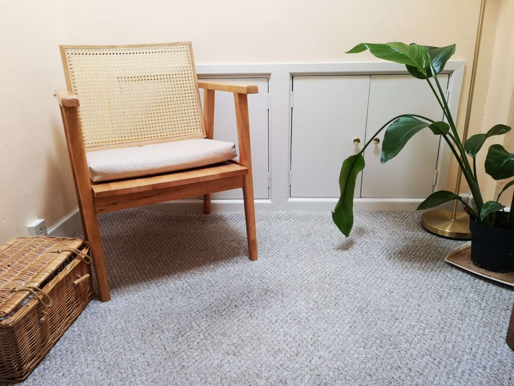 Angle view of Anna Powell's therapy room in James Street West, Bath.